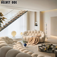 Canapé Bulle Compact Sculptural en Tricot Nid d'Abeille, Motif Zeste de Citron et Miel, Style Pop Art, Pièce d'Exposition pour Showroom, Design 'Apartment Fit'