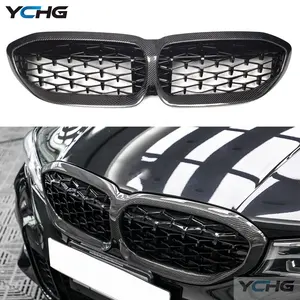 G20 Pre-Lci ABS Carbon Fiber Diamond Black Grill for BMW 3 Series G20 G21 320i 330i M340i M340d Replacement Grille 2019-2022