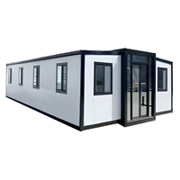 Maison conteneur pliable extensible de 20 pieds à double aile, préfabriquée, mobile, avec porte vitrée pour bureau de chantier