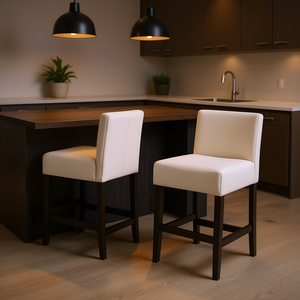 Set di 2 sgabelli da bancone ZUMA, rivestiti in tessuto, design contemporaneo per arredamento sala da pranzo, sgabelli da bar moderni per la casa - Product Image 2