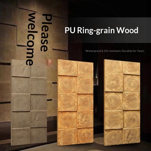 Légère dalle en PU à grain de bois anneaué, imitation bois marin déchiqueté, pierre culturelle, composants en ciment, brique à grain de bois, grande dalle rétro pour tête de porte - Product Image 4