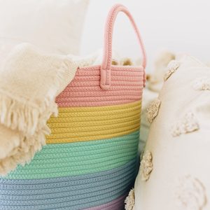 Wholesale Rainbow Blanket <b>Basket</b> for Classroom & Nursery Extra <b>Large</b> Woven Laundry <b>Basket</b> - Product Image 4