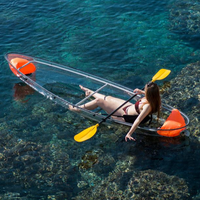 Kayak Transparent Vicking 11 Pieds Double Place, Océan Clair Cristal, Bateau de Randonnée Nautique avec Lumière LED