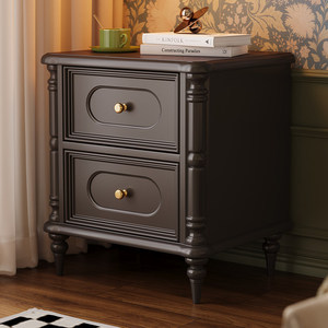 Solid Wood Nightstand <b>Walnut</b> Color 2 <b>Drawers</b> Storage Bedroom Furniture - Product Image 4