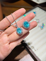 Ensemble de bijoux complet en or 18 carats avec diamant Paraiba cultivé en laboratoire, accessoires de pierres précieuses fines sur mesure, vente en gros, stock disponible