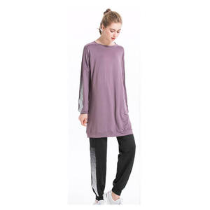Ensemble de survêtement de sport/Gym pour femmes islamiques, modeste, à capuche, vêtements de sport musulmans pour le <span class=keywords><strong>jogging</strong></span>, la course à pied, vêtements de sport pour dames, OEM aussi - Product Image 6