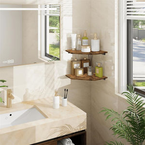 Étagères d'angle flottantes avec trou de cordon <span class=keywords><strong>pour</strong></span> boîte à câbles de haut-parleur Étagère de rangement <span class=keywords><strong>suspendue</strong></span> en bois Étagère d'angle Support mural - Product Image 3