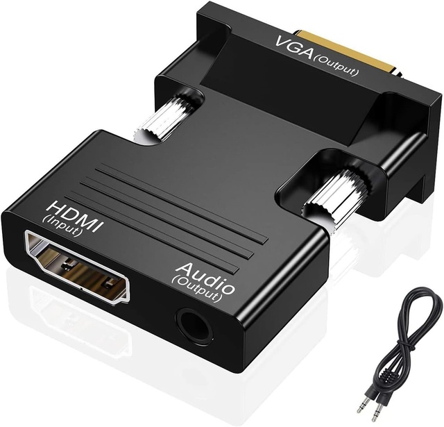 Computer Monitor VGA Adapter 3.5mm Audio Port for HDTV Source Output for 1080P Video Compatible Laptop Projector Female for HDTV