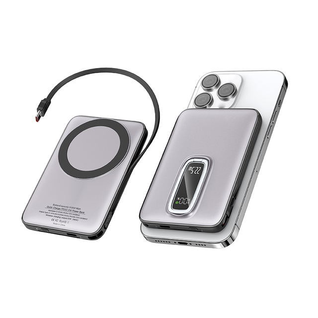 10000mAh Factory Price Fast Charging Power Bank PD 22.5W Magnetic Wireless Charging Built in Cable Powerbank with Safe Stand
