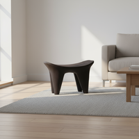 Tabouret convertible contemporain en bois massif en forme de lingot, petit pouf moderne pour entrée, chambre, appartement, mobilier de maison