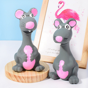 Jouet couineur pour animaux de compagnie, souris grise en latex 14 cm, jouet pour chien pour nettoyer les dents, jouet couineur en latex. - Product Image 3