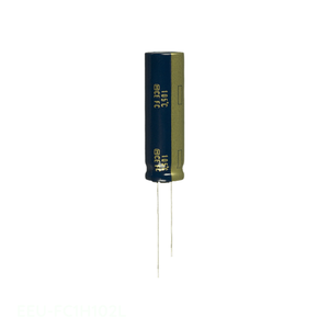 Condensador de canal del fabricante CAP ALUM 1000UF 20% 50V RADIAL 1000 uF EEU-FC1H102L de montaje a través de orificio - Product Image 1