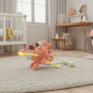 Montessori Pop kết cấu chuỗi cảm giác hoạt động đồ chơi thiết lập unisex bé Silicone kéo chuỗi núm vú hình nhai Teether - Product Image 6