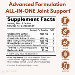 Glucosamine Chondroïtine Curcuma Msm <span class=keywords><strong>Boswellia</strong></span>-Supplément de soutien articulaire pour le soulagement des os, du dos, des genoux, des mains - Product Image 4