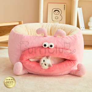 Divertido monstruo cerrado gato de peluche cama cueva para gatos de interior y perros pequeños cálido invierno casa para mascotas cabaña - Product Image 3