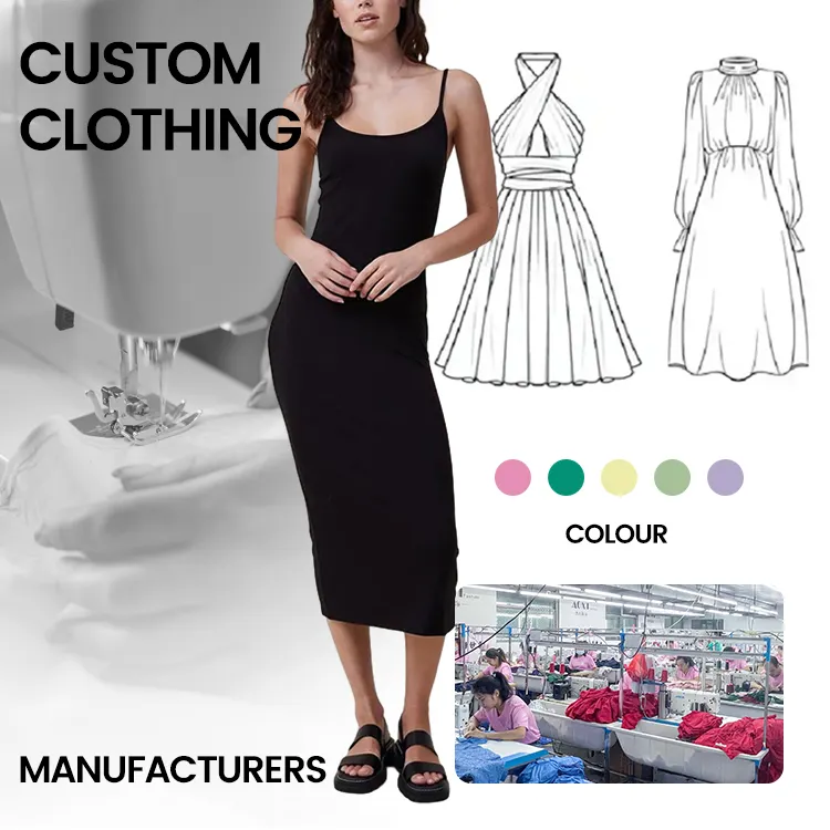 Fabricante de ropa personalizada 2024 verano otoño espalda descubierta Sexy elegante Maxi vestido fiesta noche Clubwear largo vestido informal