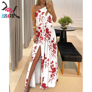 Robe longue maxi pour femmes, sans manches, à une épaule, élégante, pour soirée - Product Image 6