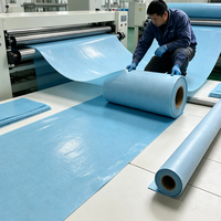 Tapis de protection de sol auto-adhésif bleu non tissé avec logo personnalisé, rouleau de feutre anti-peinture pour la rénovation des escaliers et des pièces