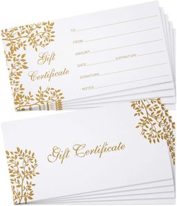 Certificados de Regalo en Blanco para Empresas con Tarjetas de Regalo con Lámina Dorada y Sobres para Restaurantes, Vales Personalizados para Clientes - Product Image 2