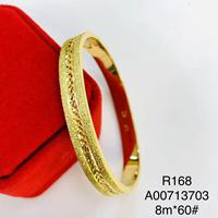 Bijoux Xuping Bague Jonc Plaqué Or 24 Carats Arabe, Bracelet Jonc en Or Simple Design de Dubaï en Gros pour Femmes