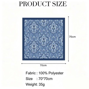 70x70cm Vintage Damask Ornate Floral Print Polyester Satin <b>Square</b> <b>Scarf</b> Luxury Baroque Neck <b>Scarves</b> for Women - Product Image 6