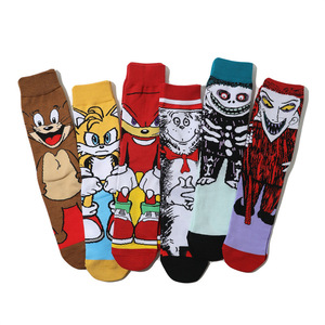 Vente en gros, chaussettes de dessin animé, Logo personnalisé, haute qualité, coton, bande dessinée, mode, joyeux, fou, chaussettes à tricoter - Product Image 2