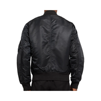 Veste bomber noire en nylon imperméable pour homme grande taille, fabriquée par un fabricant de vêtements sur mesure, avec tissu tissé enduit