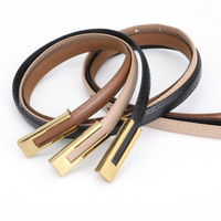WEEKS ZPE3002 Ceinture Femme de Haute Qualité Rétro Fine Petite Boucle en Alliage 1,4 CM Noire Simple Passe-Partout pour Robe et Jean