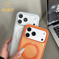 Coque de téléphone magnétique antichoc de luxe 2,0 mm, 6 couleurs, toucher soyeux, anti-traces de doigts, avec support, pour 17 Pro Max 15 (vente en gros)