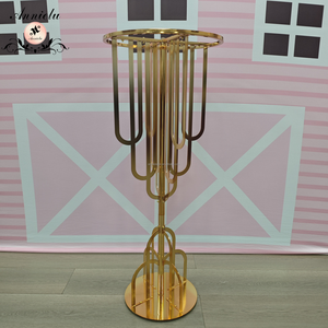 Support à fleurs haut en métal doré ANNIELU Art Déco, <span class=keywords><strong>colonne</strong></span> pour centre de table de mariage, support de vase, décoration pour grands événements et fêtes - Product Image 3