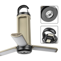 Lampe latérale rechargeable à 3 feuilles, lanterne de camping LED, lumière suspendue portable pour l'extérieur, lampe torche à 6 modes, lumière de camping d'urgence