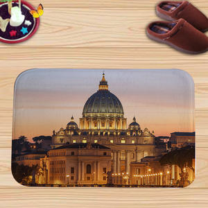 Tapis de porte rectangulaire en coton et lin de style européen, antidérapant, pour la maison, avec motif imprimé original - Product Image 3