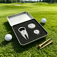 Nouveau design : Coffret cadeau de golf avec marqueur de balle à finition martelée, outil ergonomique de réparation de divots et jeton de golf plaqué.