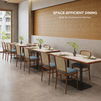 Ensemble de table à manger de restaurant robuste et durable, résistant à la chaleur, avec plateau en pierre frittée, pour bistrot et hôtel, style contemporain
