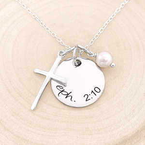 Collana croce con versetto bibbia personalizzato - Product Image 3