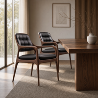 Chaise de salle à manger en bois massif de noyer noir d'Amérique du Nord, chaise à thé, chaise à dossier de style chinois moderne, chaise de canapé