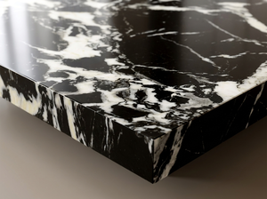 Mesa de Centro Moderna Luca de Mármol Natural Negro Marquina con Base Cuadrada, Mueble de Lujo para Sala de Estar - Product Image 2