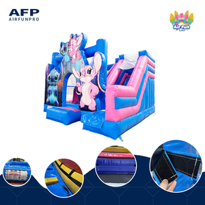 Château gonflable commercial d'extérieur en PVC, motif Stitch, avec toboggan, pour location événementielle et enfants - Product Image 3