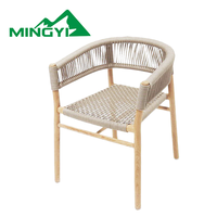 Vente en gros de chaises de meubles en bois de teck d'extérieur ensembles de chaises de salle à manger de jardin mobilier d'extérieur chaises tissées en corde de patio avec coussin