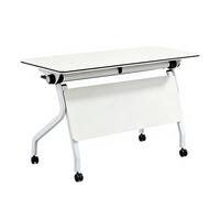 Table de formation pliable pour distributeurs, avec cadre blanc, panneau de protection et roulettes, pour réunions de bureau, salles de formation et salles de classe
