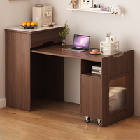 Bureau d'ordinateur portable pliable en bois avec étagère, idéal pour les enfants, bureau à domicile réglable avec rangement