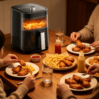 Friteuse à air 4L avec fenêtre visible, commande mécanique par bouton, réglage du temps et de la température, cuisson saine sans huile pour la cuisine domestique