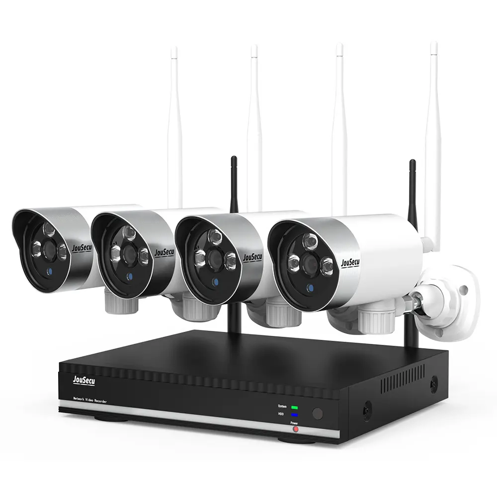 Báo Động Đẩy Camera Không Dây Kit 4CH Giám Sát 2MP Cctv 4ch Camera Không Dây Set Motion Detectoin Wifi Nvr Kit