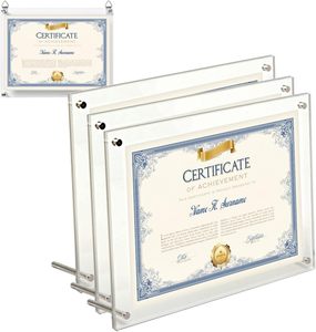 Cadre photo en verre cristal argenté personnalisé 8x10, cadre pour certificat de brevet, pour affichage sur table, vertical ou horizontal - Product Image 1