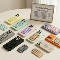 Support de téléphone magnétique détachable aux couleurs Morandi, coque de téléphone en silicone liquide, fixation multi-surfaces, poignée mains libres