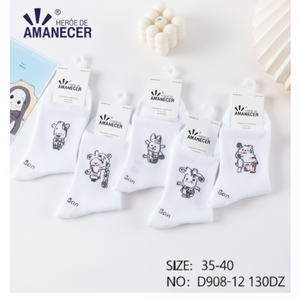 Calzini da donna in seta di Nylon bianco lunghi fino alle caviglie personalizzabili formato traspirante stampa Jacquard Design estivo lunghezza equipaggio di calore Logo - Product Image 1