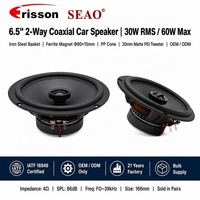 Haut-parleur coaxial 2 voies Seao 6,5 pouces 86 dB 60 W max, panier en fer noir, 3 ohms, 12 V, pour rétrofit/amélioration toutes voitures