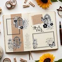 Lot de 10 autocollants décoratifs DIY Série Ink Blossom pour Bullet Journals – Matériaux de collage floral