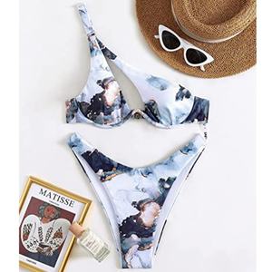 ชุดว่ายน้ำผู้หญิงไซส์พลัสแบบ 2 ชิ้น ทำมือ ระบายอากาศได้ดี บิกินี่หรูหรา ดีไซน์เว้า โชว์สัดส่วน ลดราคา - Product Image 1