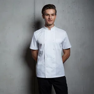 OEM Wholesale Custom Summer Hotel Uniforms <strong>Black</strong> Short Sleeve Restaurant and Hotel Kitchen Work Wear <strong>Chef</strong> <strong>Jacket</strong> - Product Image 1